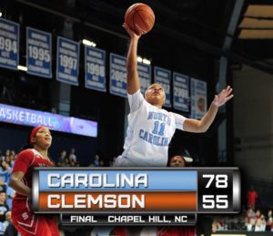 unc women's basketball vs clemson